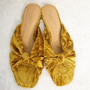Halston Heritage Ginny Marigold Velvet Mule Flat